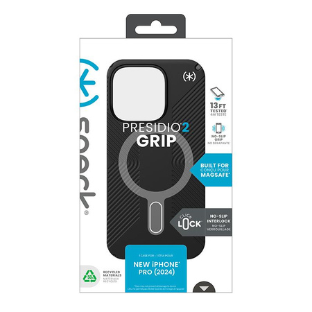 Speck Presidio2 Grip ClickLock & MagSafe - Coque iPhone 16 Pro (Noir / Gris ardoise / Blanc)