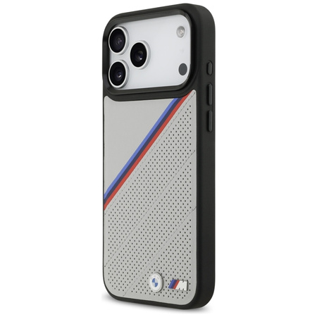 BMW M Tricolor Metal Logo MagSafe - iPhone 17 Pro Max Hülle (Grau)