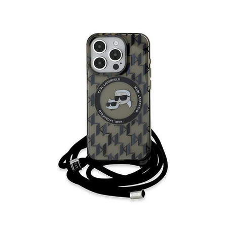 Karl Lagerfeld IML Crossbody Monogram Karl & Choupette Head MagSafe - Pouzdro pro iPhone 15 Pro (černý)
