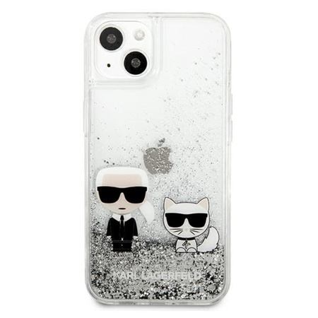 Karl Lagerfeld Liquid Glitter Karl & Choupette - iPhone 13 Tasche (silber)