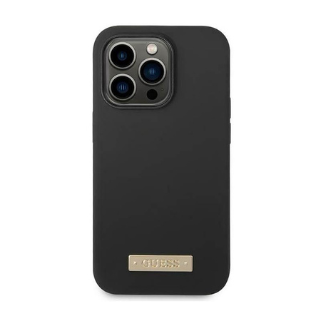 Guess Silicone Logo Plate MagSafe - pouzdro pro iPhone 14 Pro Max (Black)