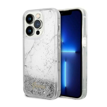 Guess Liquid Glitter Marble - iPhone 14 Pro Max Case (White)