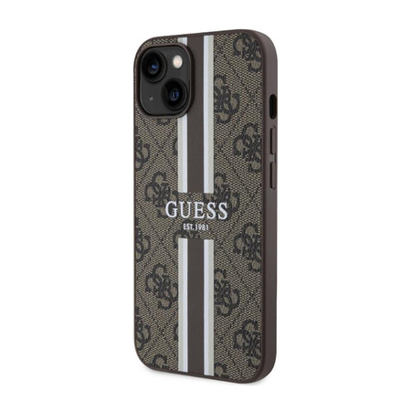 Guess 4G Printed Stripes MagSafe - Case for iPhone 14 Plus (Brown)