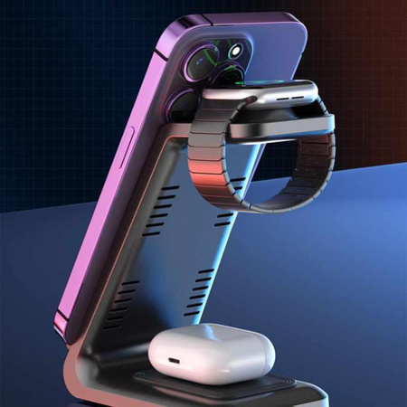 WEKOME WP-U168 Pop Digital Series - 3-in-1 Wireless Charger for iPhone, AirPods and Apple Watch (Black)