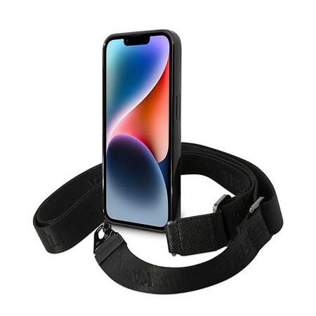 Karl Lagerfeld színes csíkos pánt - iPhone 14 Pro tok (rózsaszín)