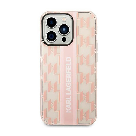 Karl Lagerfeld Mono függőleges csíkozású - iPhone 14 Pro tok (rózsaszín)
