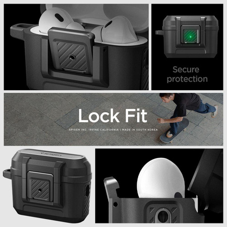 Spigen Lock Fit - Pancerne etui do Apple Airpods Pro 1 / 2 (Czarny)