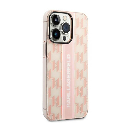 Karl Lagerfeld Mono Vertical Stripe - Coque pour iPhone 14 Pro (rose)