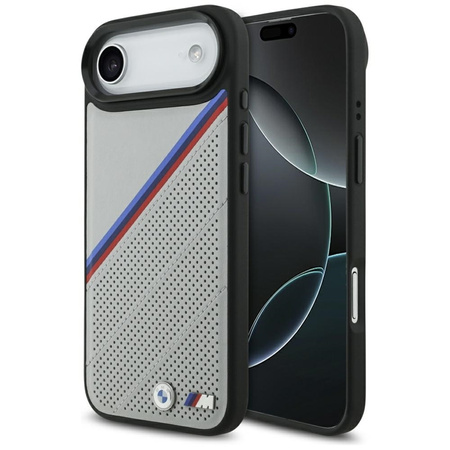BMW M Tricolor Metal Logo MagSafe - iPhone Air Hülle (Grau)
