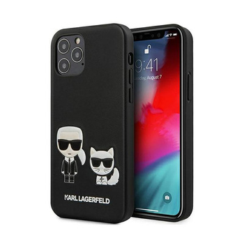 Karl Lagerfeld PU-Leder Karl & Choupette Prägung - iPhone 12 / iPhone 12 Pro Tasche (schwarz)