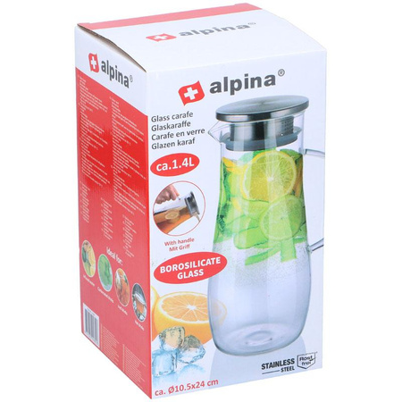 Alpina - Karaffe mit Henkel aus Borosilikatglas 1,4 l