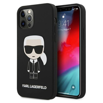 Pouzdro Karl Lagerfeld Fullbody Silicone Iconic - iPhone 12 Pro Max (černé)