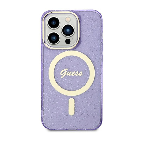 Guess Glitter Gold MagSafe - Hülle für iPhone 14 Pro Max (Violett)