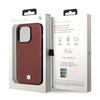 BMW Leather Diamond Pattern - Tasche für iPhone 14 Pro Max (Burgundisch)