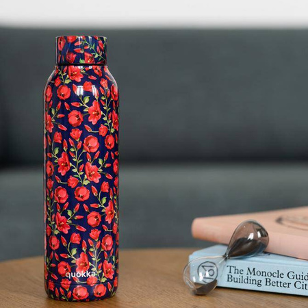 Quokka Solid - 630 ml stainless steel thermo bottle (Tiny Tulips)