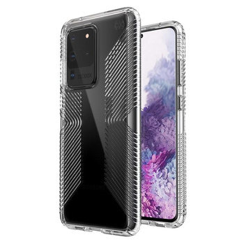 Speck Presidio Perfect-Clear with Grips - Samsung Galaxy S20 Ultra Case with MICROBAN Coating (Clear/Clear)