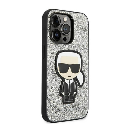 Karl Lagerfeld Glitter Flakes Ikonik - Case for iPhone 14 Pro Max (Silver)
