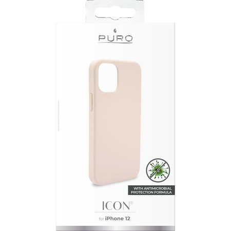 PURO ICON Cover - pouzdro pro iPhone 12 Mini s antimikrobiální ochranou (pískově růžové)