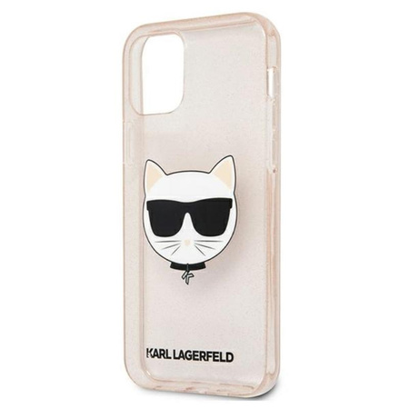 Karl Lagerfeld Choupette Head Glitter - pouzdro pro iPhone 12 Pro Max (zlaté)