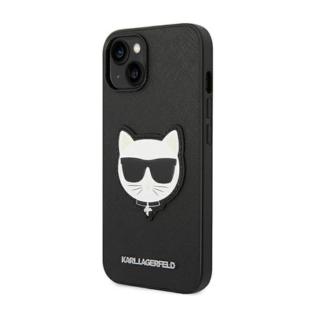 Karl Lagerfeld Saffiano Choupette Head Patch Case - pouzdro pro iPhone 14 Plus (černé)