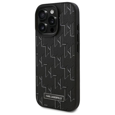 Karl Lagerfeld Leather Monogram Metal Logo MagSafe - iPhone 16 Pro Case (noir)