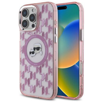 Karl Lagerfeld IML Monogramm Karl & Choupette Head MagSafe - iPhone 16 Pro Max Tasche (rosa)