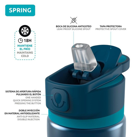 Quokka Spring - Stainless steel thermal bottle bottle with quick opening system 600 ml (Azurite)
