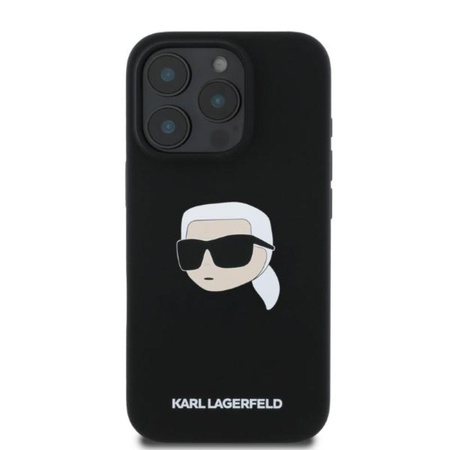 Karl Lagerfeld Silikon Karl Kopf Druck MagSafe - iPhone 16 Pro Max Hülle (schwarz)