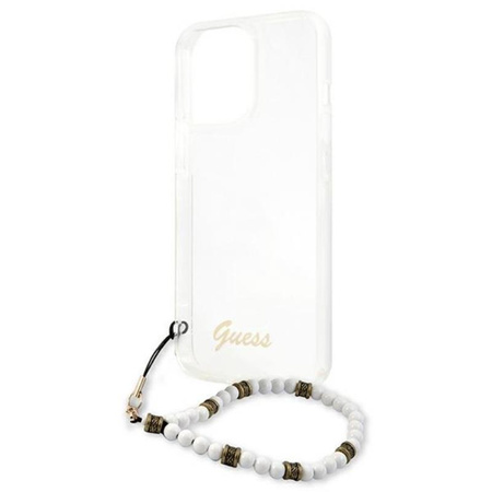 Guess White Pearl Strap - pouzdro pro iPhone 13 Pro (průhledné)
