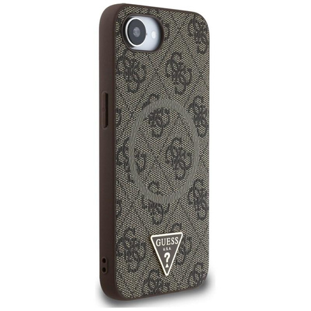 Guess 4G Ring Triangle Logo MagSafe - Etui do iPhone 16e (brązowy)