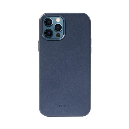 Crong Essential Cover Magnetic - Etui ze skóry iPhone 12 / iPhone 12 Pro MagSafe (granatowy)