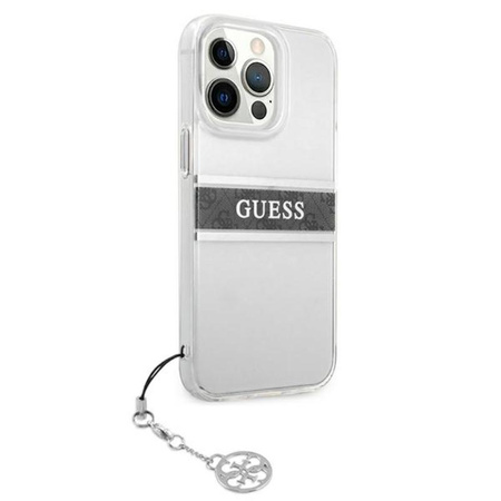 Guess 4G Stripe Grey Charm - iPhone 13 Pro tok (átlátszó)