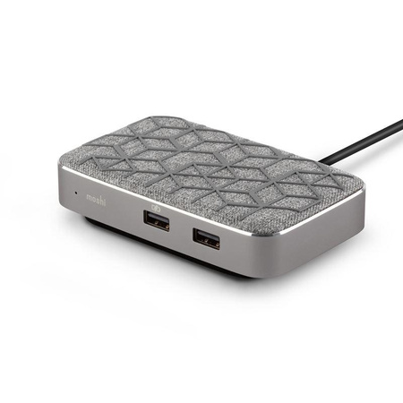 Moshi Symbus Q - USB-C hub + Qi inductive wireless charger for iPhone and Android (Gray)