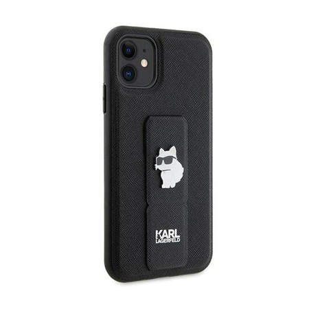 Karl Lagerfeld Gripstand Saffiano Choupette Pins - pouzdro na iPhone 11 (černé)
