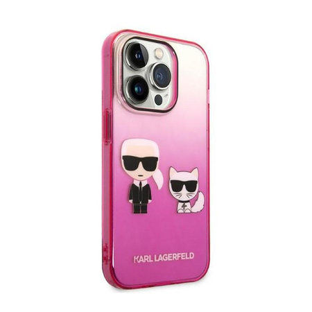 Karl Lagerfeld Gradient Ikonik Karl & Choupette - iPhone 14 Pro tok (rózsaszín)