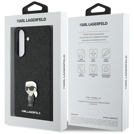 Karl Lagerfeld Fixed Glitter Iconic Logo Metal Pin - Tasche für Samsung Galaxy A36 5G (schwarz)