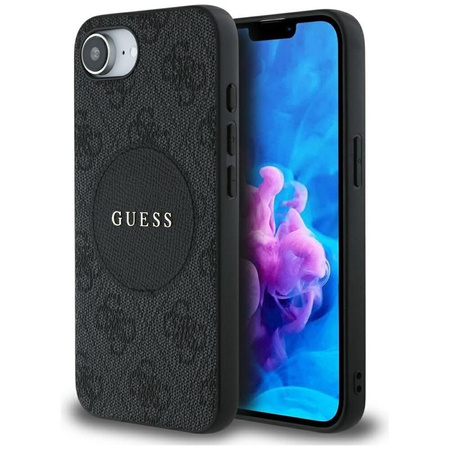 Guess 4G Circle Classic Logo MagSafe - pouzdro pro iPhone 16e (černé)