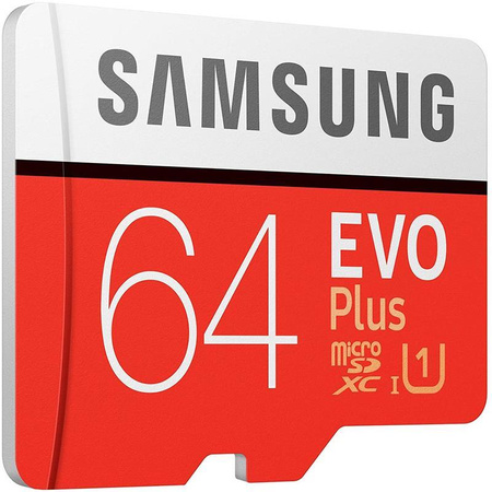 Samsung microSDXC Evo+ - 64 GB Class 10 UHS-I U1 100/20 MB/s memory card with adapter