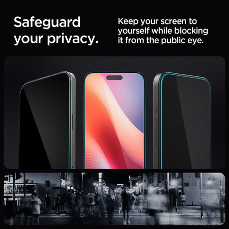 Spigen GLAS.TR EZ FIT Privacy 2-Pack - Szkło hartowane z filtrem prywatyzującym do iPhone 16 Pro / 17 / 17 Pro 2 szt