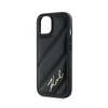 Karl Lagerfeld Diagonal gesteppte Schrift - iPhone 15 Plus / 14 Plus Tasche (schwarz)