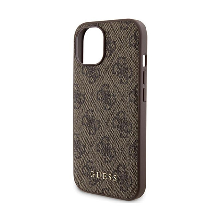 Guess Bundle Pack MagSafe 4G Metal Gold Logo - tok szett + Power Bank 5000mAh MagSafe iPhone 15 (barna)