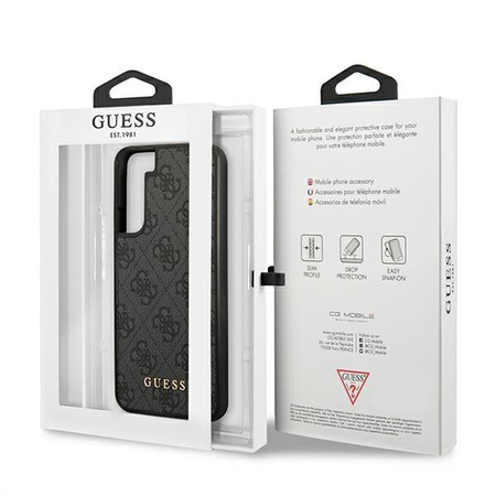Guess 4G Metal Gold Logo - pouzdro pro Samsung Galaxy S22 (šedé)