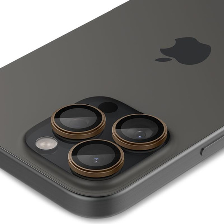 Spigen Optik Pro GLAS.TR EZ Fit Camera Protector 2-Pack - ochranné sklo objektivu pro iPhone 16 Pro / 16 Pro Max (2 ks) (Desert Titanium)
