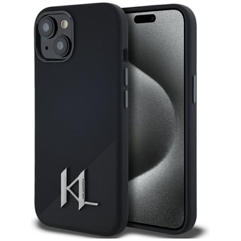 Karl Lagerfeld Silicone Shadow Metal Initial MagSafe - pouzdro pro iPhone 15 (černé)