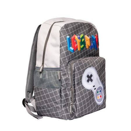 Gameration - Sac à dos scolaire rétro (gris)