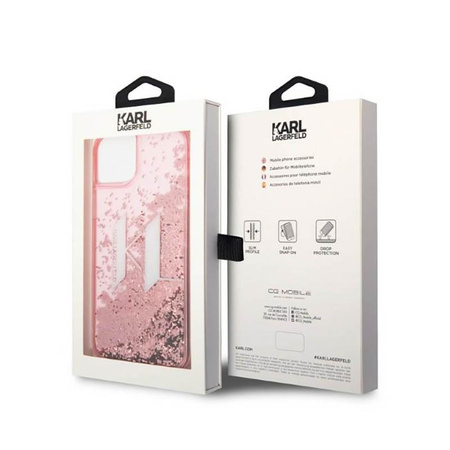 Karl Lagerfeld Liquid Glitter Big Logo tok - iPhone 14 Plus tok (rózsaszín)
