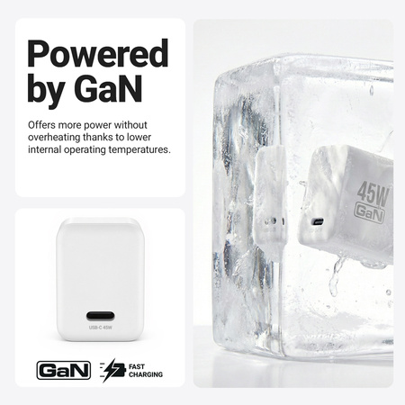 Crong Ultra Compact GaN - USB-C 45W PD 3.0 Wandladegerät mit PPS (Weiß)