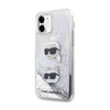Karl Lagerfeld Liquid Glitter Karl & Choupette Heads - Coque iPhone 11 (argent)