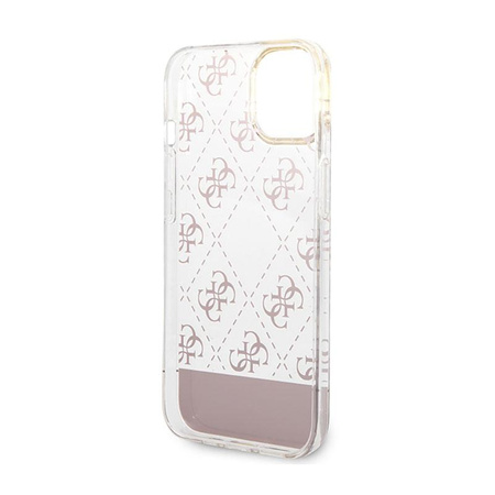 Guess 4G Stripe Script Logo Electroplated Pattern - iPhone 14 Case (pink)