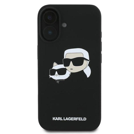 Karl Lagerfeld Silicone Double Heads Print MagSafe - Coque pour iPhone 16 Plus (noir)